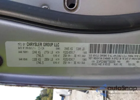 2015 Dodge Journey American Value Pkg from USA, damaged, VIN 3C4PDCAB6FT592293